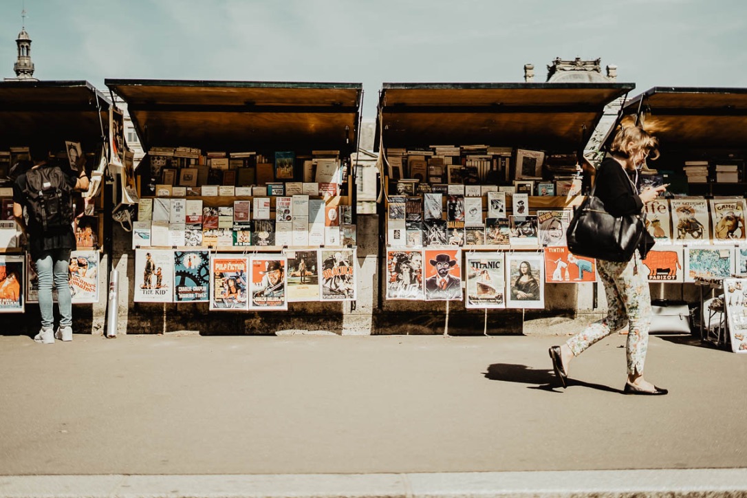 Paris France Seine river stands